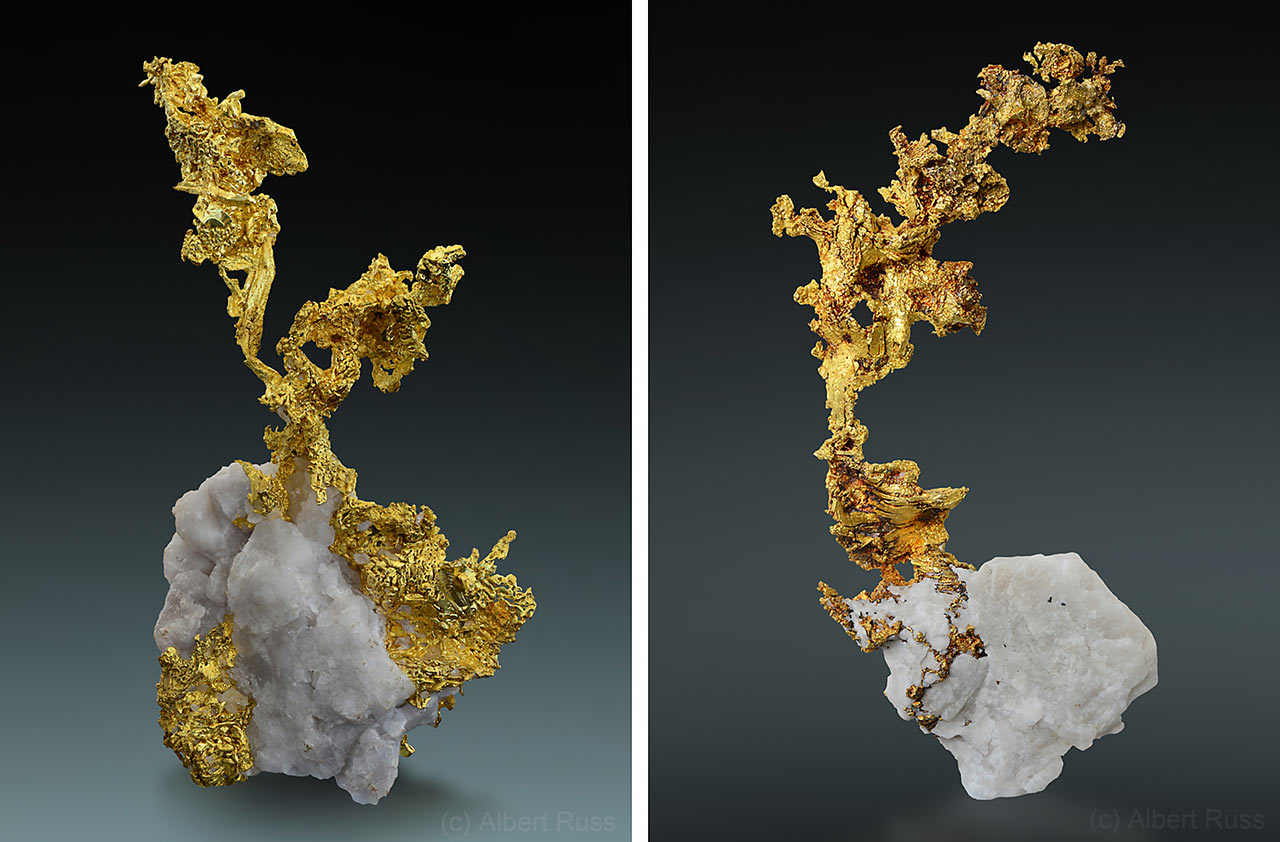 krystaly zlata z lokality Eagle's Nest v Kalifornii, USA